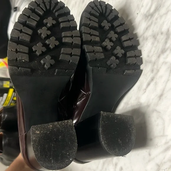 Steve Madden Latch boots size 9 Women's Burgundy in Color Lace Up Combat chunky - Picture 7 of 8